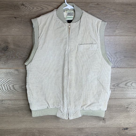 St. John’s Bay Corduroy Vest Mens Medium Tan Zip Up Closure Quilted Liner - Picture 2 of 9